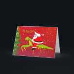Santa On Praying Mantis Custom Christmas Card<br><div class="desc">This funny,  custom name Christmas card features Santa Claus Riding a large green praying mantis on the front. The inside greeting reads" Have A Weird Wonderful Christmas!". Your personalised name or business name is SUPER easy to customise (be sure to customise or it will default to display name).</div>