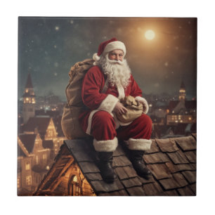 Santa on Rooftop Tile