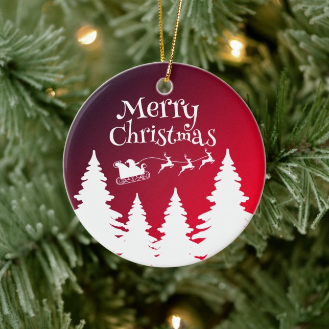 Santa on Sleigh Ornament - Festive Christmas Tree  (Tree)