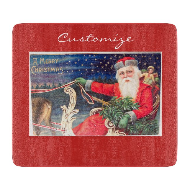 Santa on sleigh Thunder_Cove vintage Cutting Board (Front)
