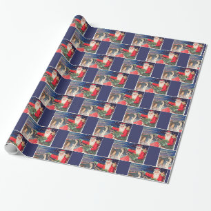 Santa on sleigh Thunder_Cove vintage Wrapping Paper