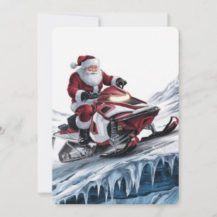Santa on Snowmobile Holiday Card