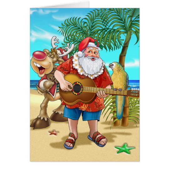 Santa on the beach card