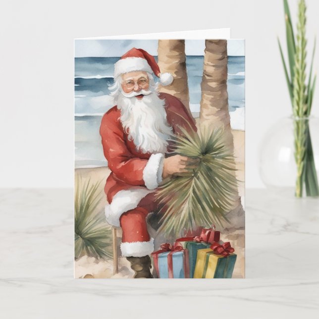 Santa on the Beach Card (Front)