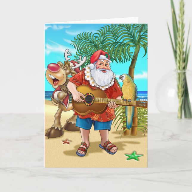 Santa on the beach holiday card (Front)