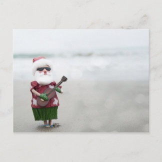 Santa On The Beach Holiday Postcard