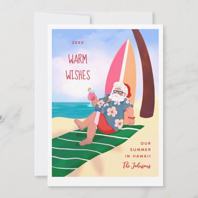 Santa on the Beach Summer Holiday Invitation (Front)