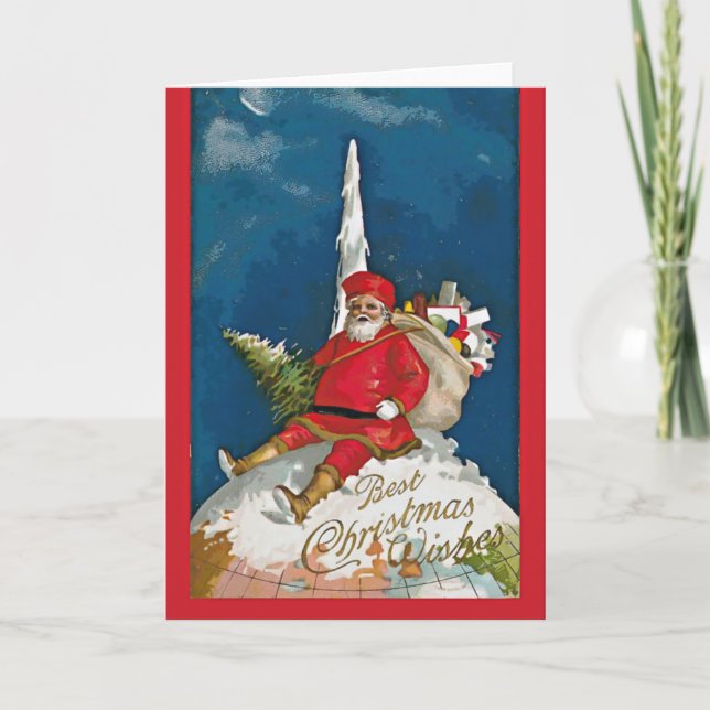 Santa on the Globe - Christmas card (Front)