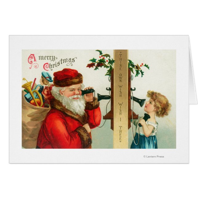 Santa on the Phone with Little Girl (Front Horizontal)