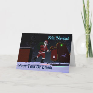 Santa On The Roof - Feliz Navidad Holiday Card