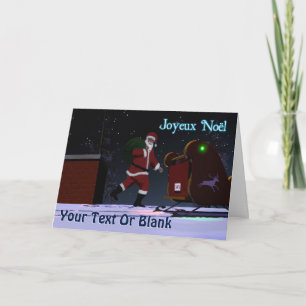 Santa On The Roof - Joyeux Noёl Holiday Card
