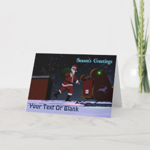 Santa On The Roof - Season's Greetings Holiday Card