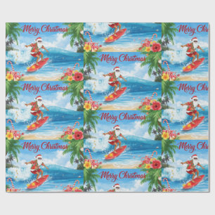 Santa on the Waves Merry Christmas from the Coast Wrapping Paper