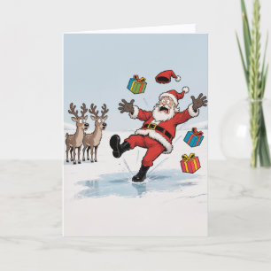 Santa On Thin Ice Card