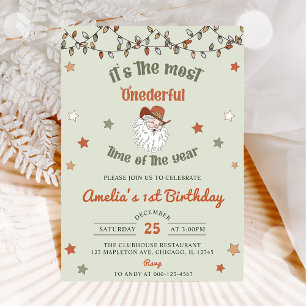 Santa Onederful Christmas First Birthday Invitation