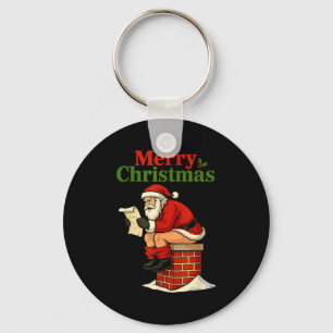 Santa Ong Down Chimney Shirt Funny Naughty Xmas Sa Key Ring