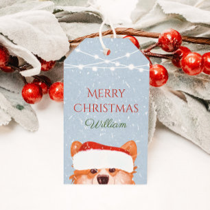  Santa Orange Corgi Kraft  Christmas Gift  Gift Tags
