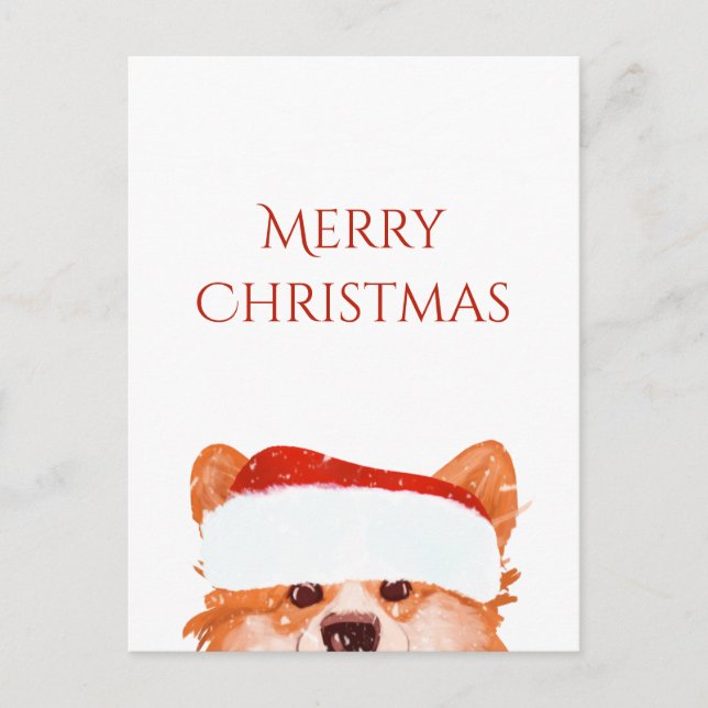  Santa Orange Corgi Merry Christmas  Postcard (Front)
