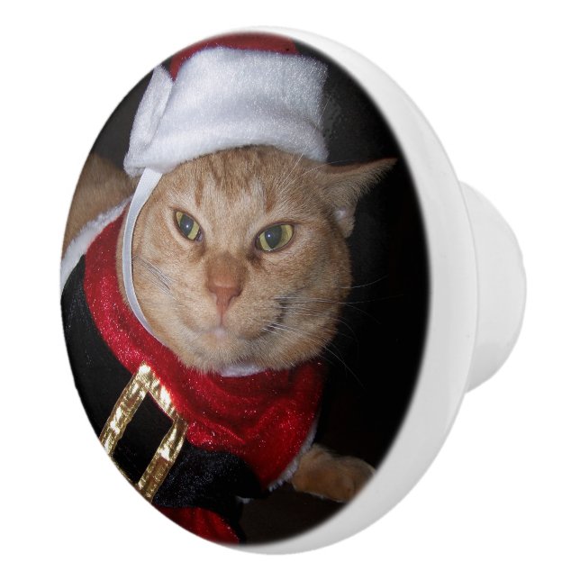 Santa Orange Tabby Cat Knob (Right)