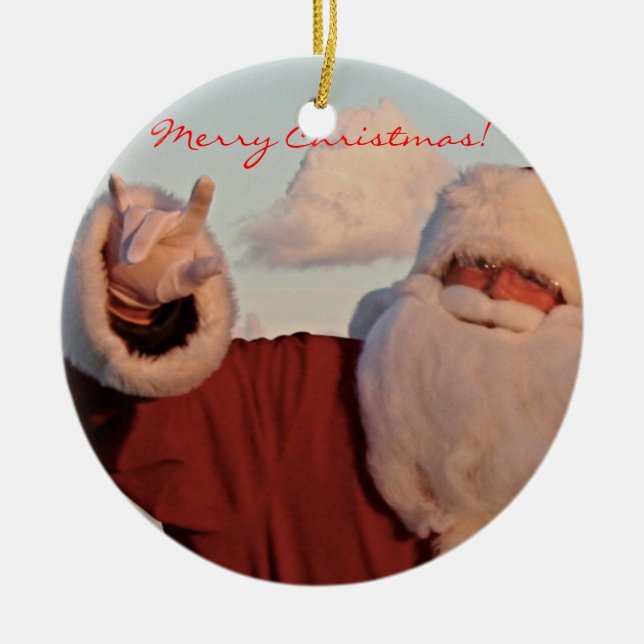 SANTA ORNAMENT- Merry Christmas! Ceramic Tree Decoration (Front)