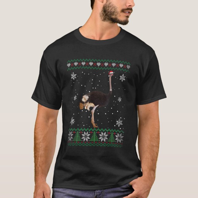 Santa Ostrich Ugly Sweater Animals Christmas Pajam (Front)