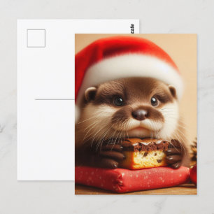 Santa Otter Brownies Postcard