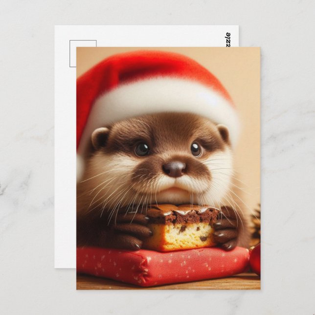 Santa Otter Brownies Postcard (Front/Back)