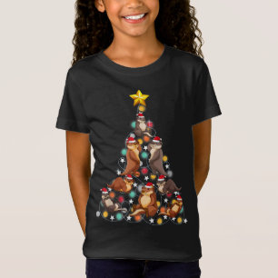 santa otters christmas tree funny otter christmas T-Shirt