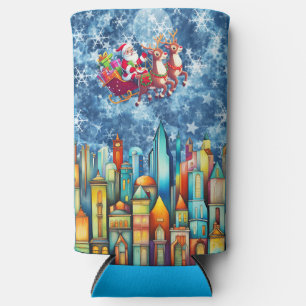 SANTA OVER THE CITY SELTZER CAN COOLER