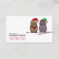 Santa Owl and Elf Owl, Christmas Party Ticket