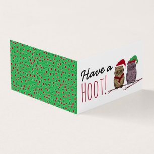 Santa Owl and Elf Owl, Family Photo Christmas Card