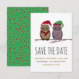 Santa Owl and Elf Owl Save The Date