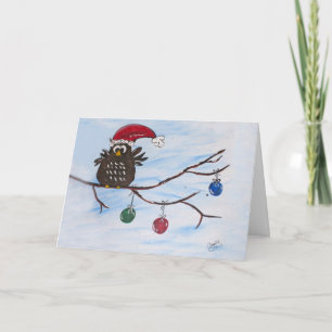 Santa Owl Christmas Card
