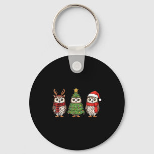 Santa Owl Christmas Tree Owl Lover Animal Xmas Paj Key Ring