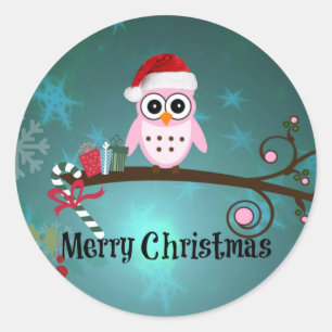 Santa Owl, cute and cuddly Classic Round Sticker