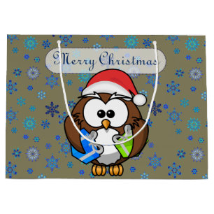 Santa owl large gift bag