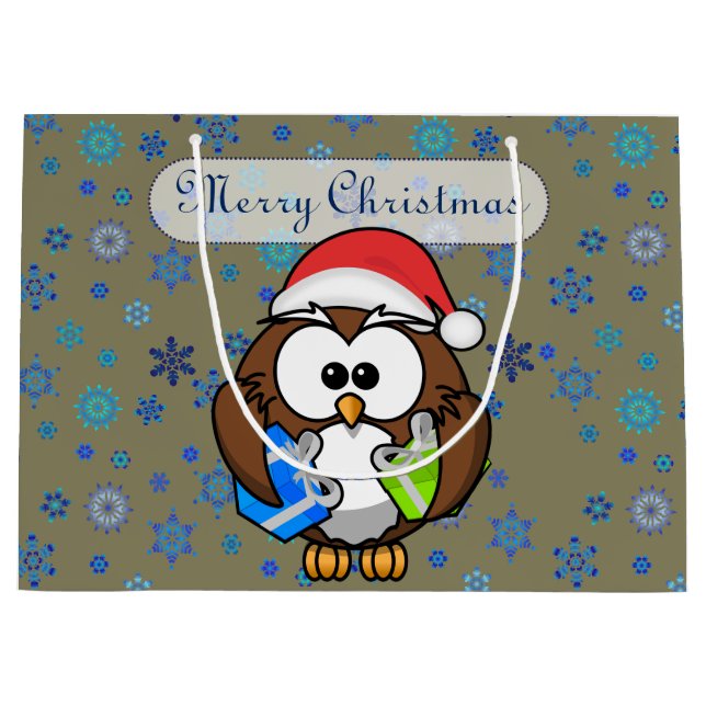 Santa owl large gift bag (Front)