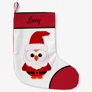 Santa owl small christmas stocking