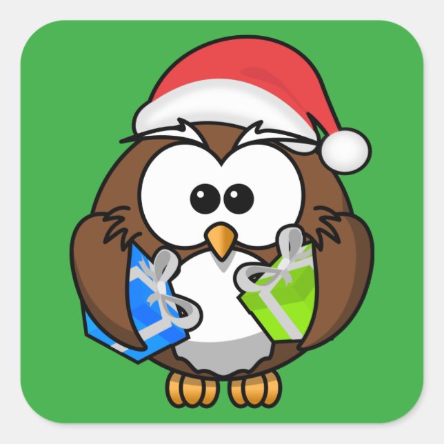 SANTA OWL SQUARE STICKER (Front)