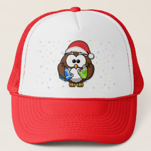 Santa owl trucker hat