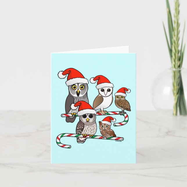 Santa Owls Holiday Card (Front)