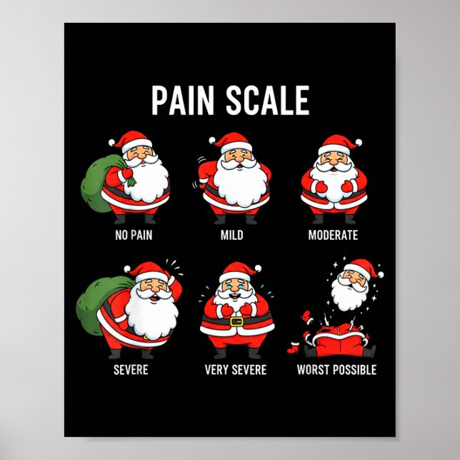 Santa Pain Scale Funny Christmas Design For Nurse  Poster (Front)