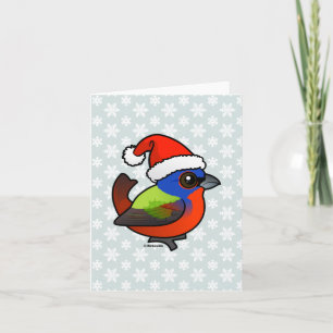 Santa Painted Bunting Holiday Card