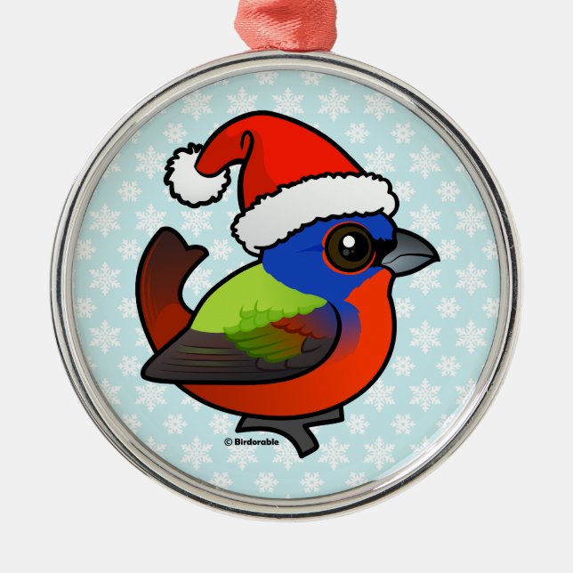 Santa Painted Bunting Metal Tree Decoration (Front)