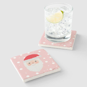 Santa Painting Cheery Illustration Stone Coaster