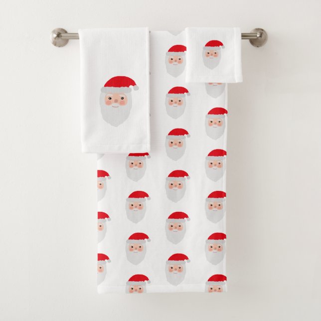 Santa Painting Pattern Bath Towel Set (Insitu)
