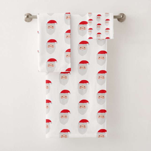 Santa Painting Pattern Bath Towel Set (Insitu)