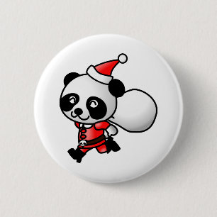Santa Panda 6 Cm Round Badge