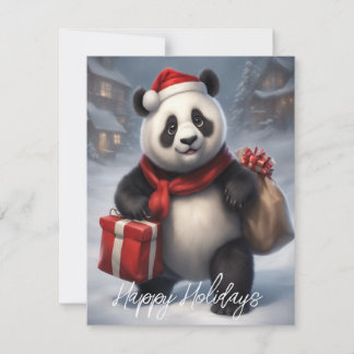 Santa Panda Bear Holiday Card