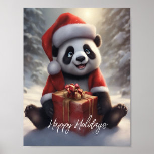 Santa Panda Bear Poster
